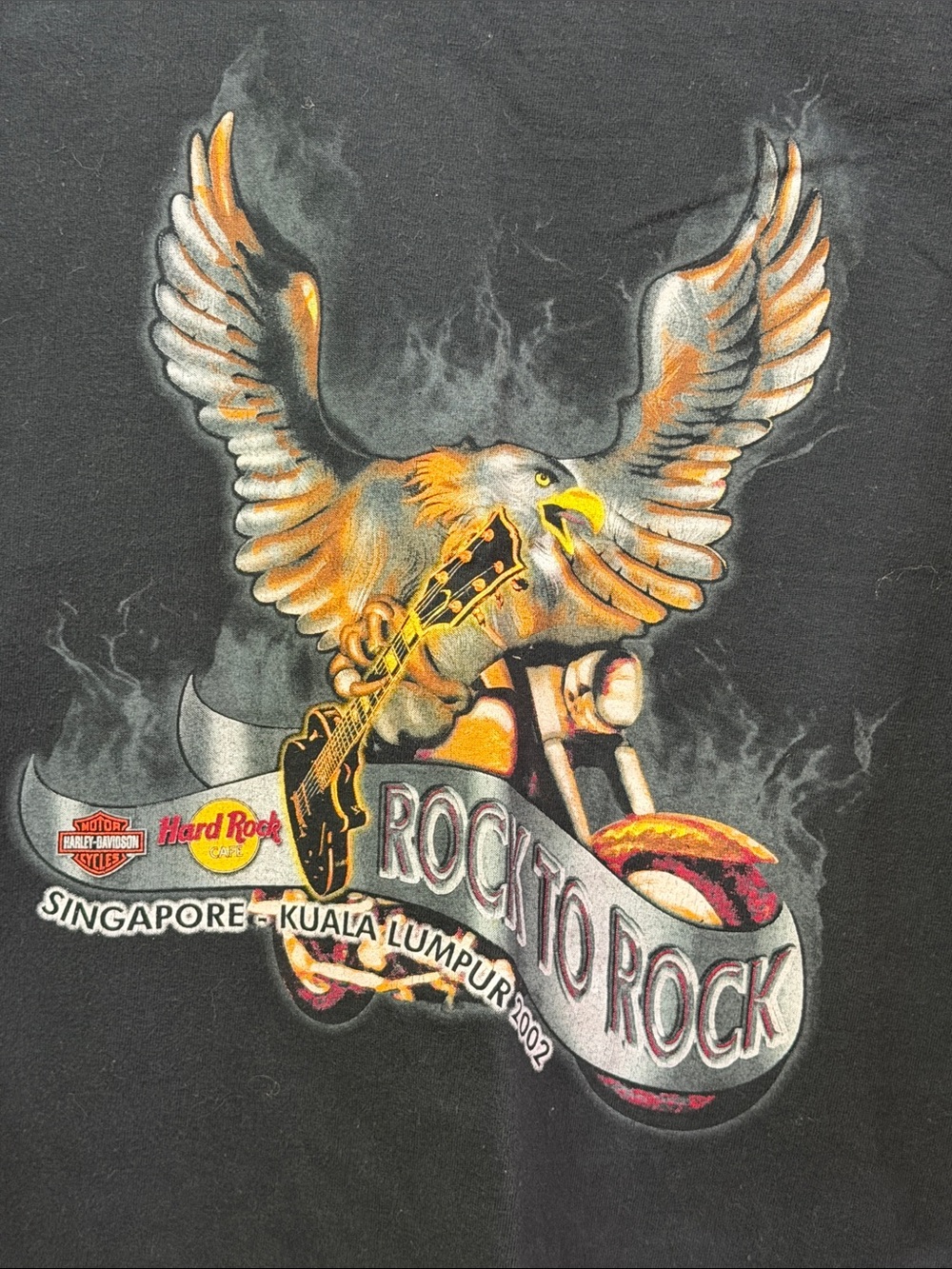 Hard Rock Cafe Harley Davidson Singapore Black Eagle & Motorcycle Graphic